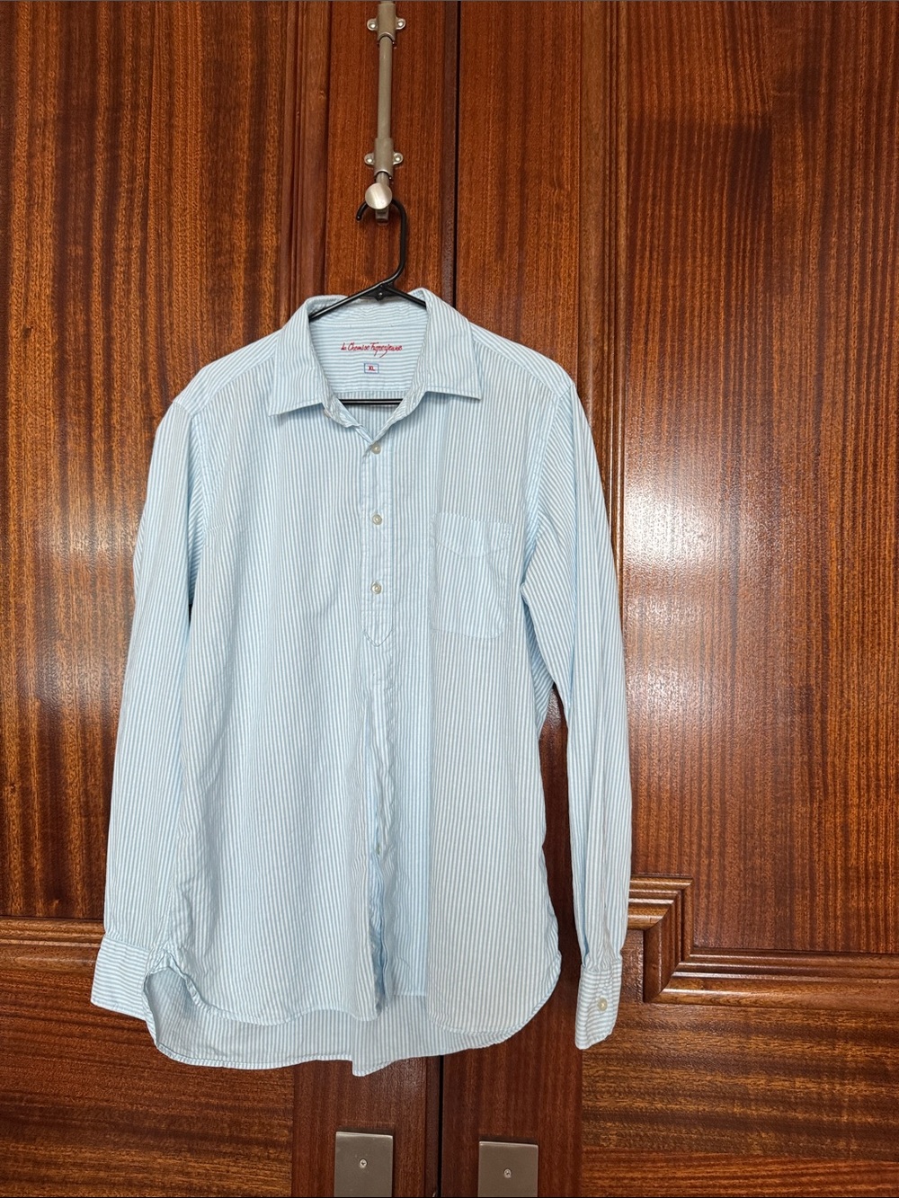 Men's Light Blue Pinstripe Dress Shirt - Casual & Office Ready